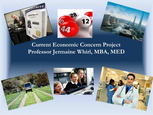 Current Economic Concern Project Professor Jermaine Whirl, MBA, MED