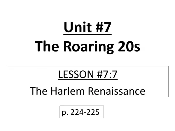 Unit #7 The Roaring 20s