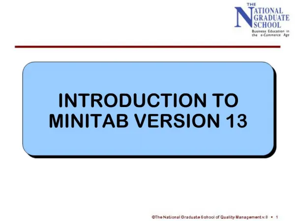INTRODUCTION TO MINITAB VERSION 13