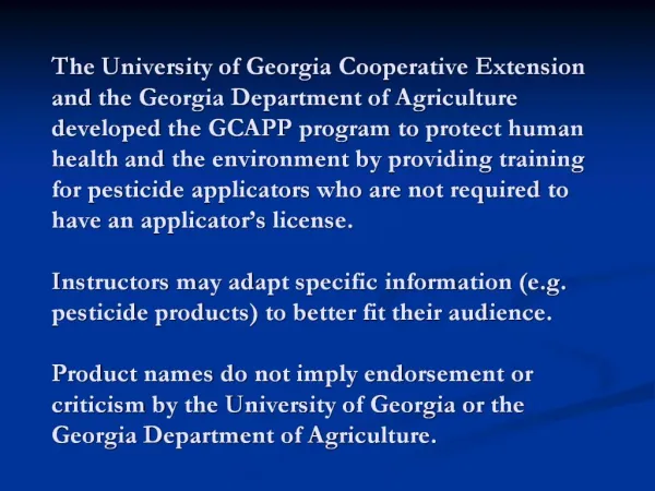 Georgia Competent Applicator of Pesticides Program GCAPP