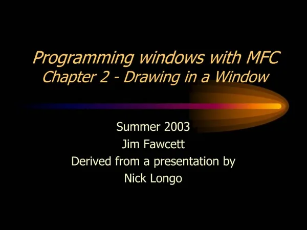 Programming windows with MFC Chapter 2 - Drawing in a Window