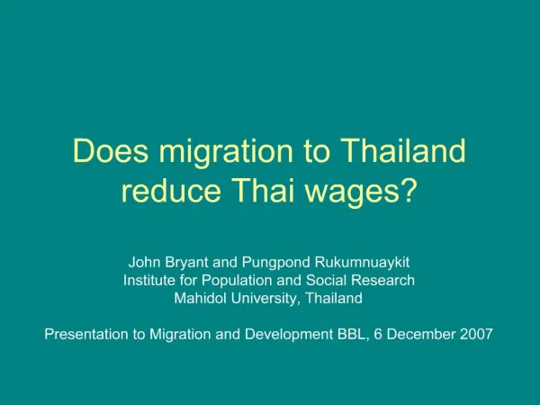 Does migration to Thailand reduce Thai wages