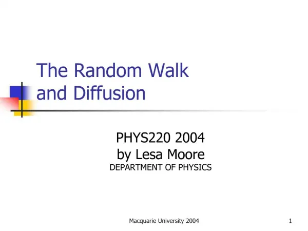 The Random Walk and Diffusion