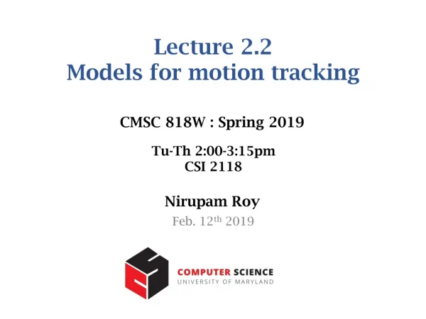 Lecture 2.2 Models for motion tracking