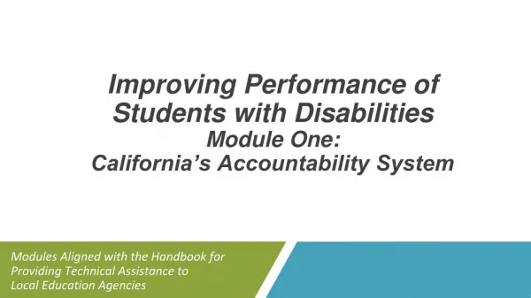 Modules Aligned with the Handbook for Providing Technical Assistance to Local Education Agencies