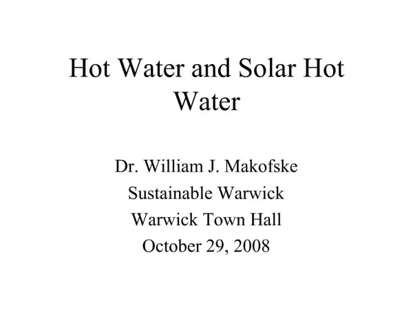 Hot Water and Solar Hot Water