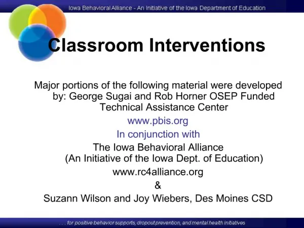 Classroom Interventions
