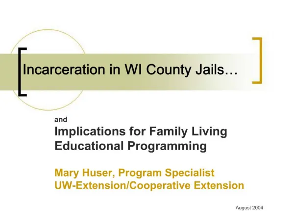 Incarceration in WI County Jails