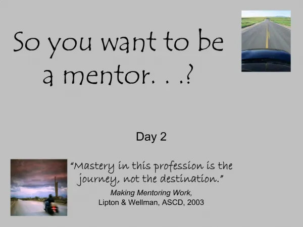 So you want to be a mentor. . .