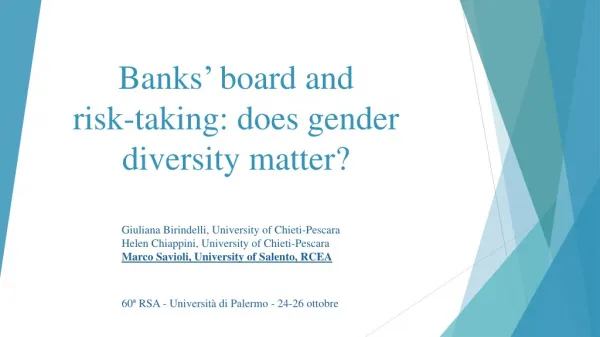 Banks ’ board and risk-taking : does gender diversity matter ?