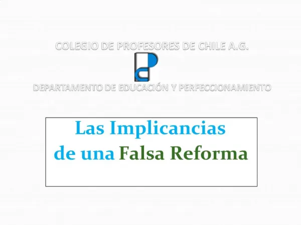 COLEGIO DE PROFESORES DE CHILE A.G. DEPARTAMENTO DE EDUCACI N Y PERFECCIONAMIENTO