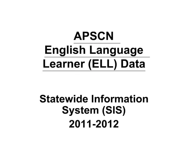 APSCN English Language Learner ELL Data
