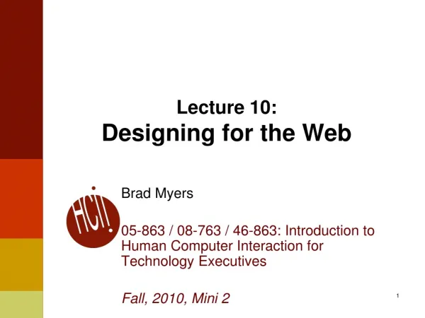 Lecture 10: Designing for the Web