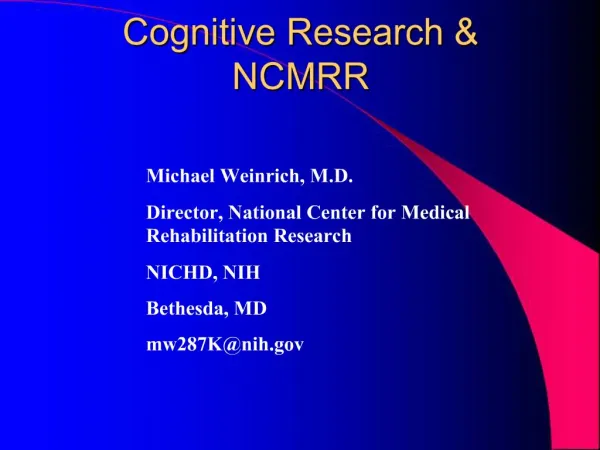 Cognitive Research NCMRR