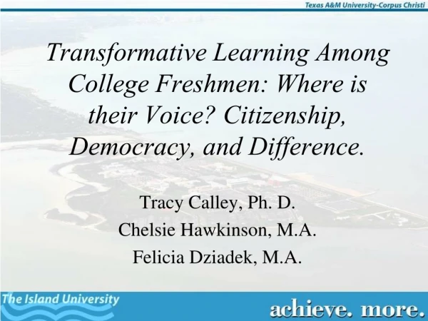 Tracy Calley, Ph. D. Chelsie Hawkinson, M.A. Felicia Dziadek, M.A.