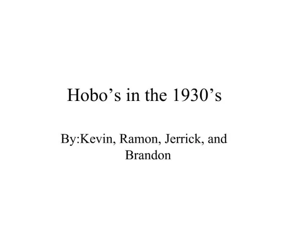 Hobo s in the 1930 s