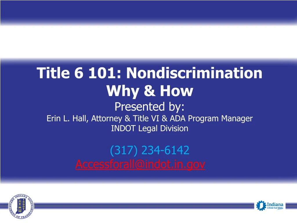 title 6 101 nondiscrimination why how presented