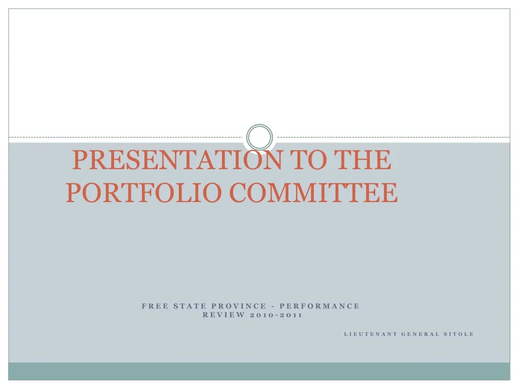 presentation to the portfolio committee