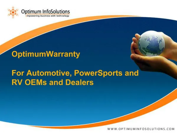 OptimumWarranty For Automotive, PowerSports and RV OEMs and Dealers