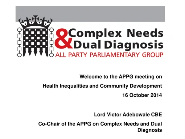 Lord Victor Adebowale CBE Co-Chair of the APPG on Complex Needs and Dual Diagnosis