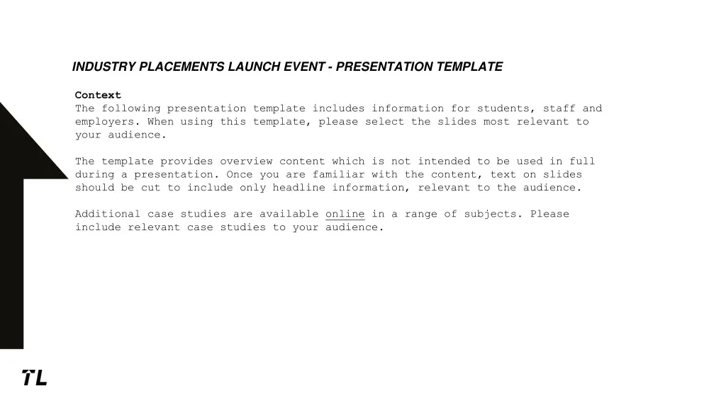 industry placements launch event presentation template