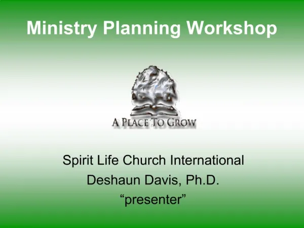 Ministry Planning Workshop