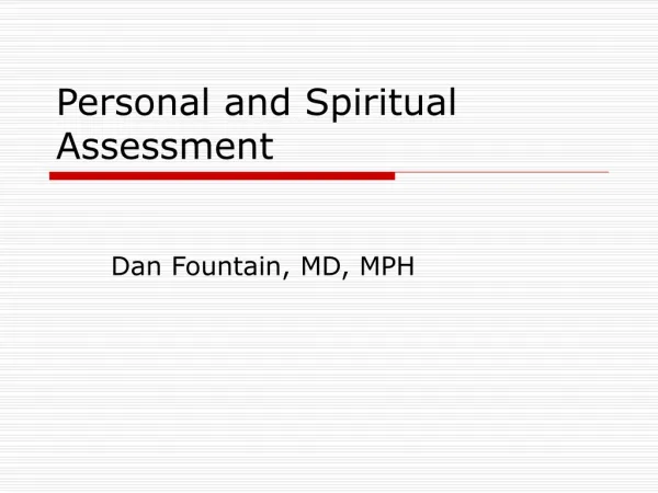 Personal and Spiritual Assessment