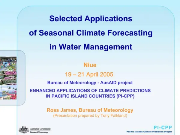 Selected Applications of Seasonal Climate Forecasting in Water Management