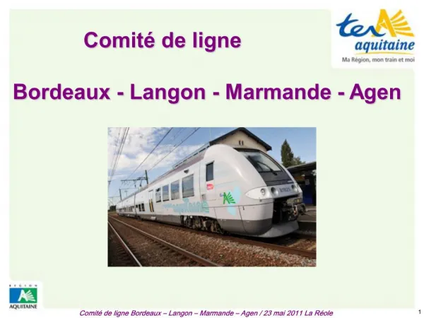 Comit de ligne Bordeaux Langon Marmande Agen