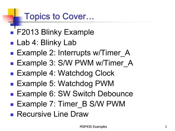 Topics to Cover