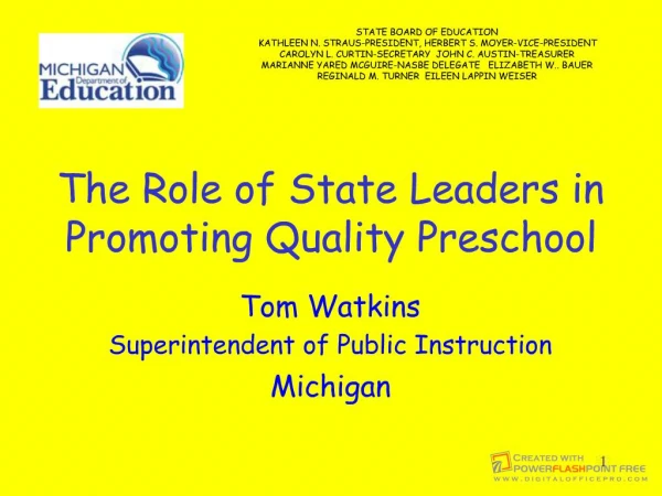 The Role of State Leaders in Promoting Quality Preschool