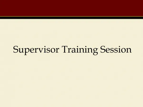 Supervisor Training Session