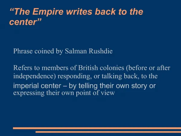 The Empire writes back to the center