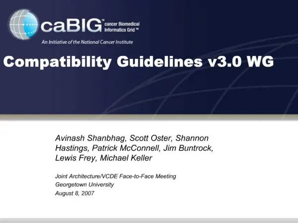 Compatibility Guidelines v3.0 WG