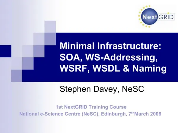 Minimal Infrastructure: SOA, WS-Addressing, WSRF, WSDL Naming