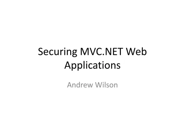 Securing MVC.NET Web Applications