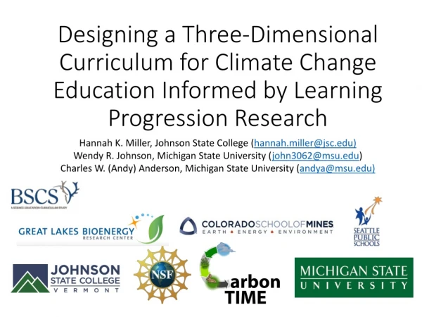 Designing a Three-Dimensional Curriculum for Climate Change Education Informed by Learning