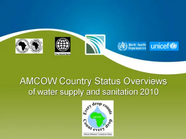 AMCOW Country Status Overviews of water supply and sanitation 2010