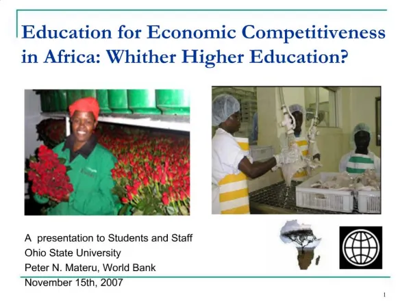 Education for Economic Competitiveness in Africa: Whither Higher Education