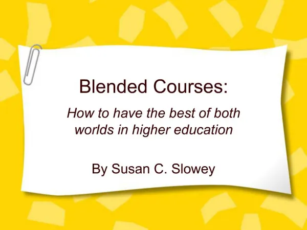 Blended Courses: