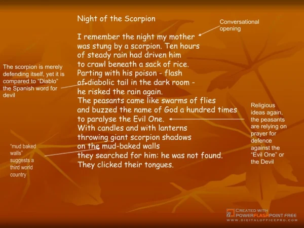 Night of the Scorpion Nissim Ezekiel - Slide 1