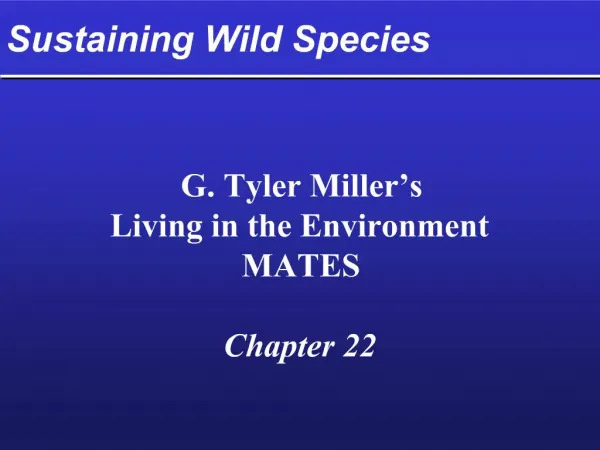 Sustaining Wild Species