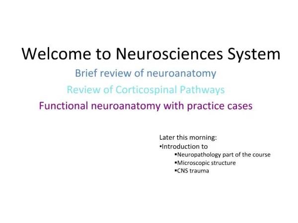 Welcome to Neurosciences System