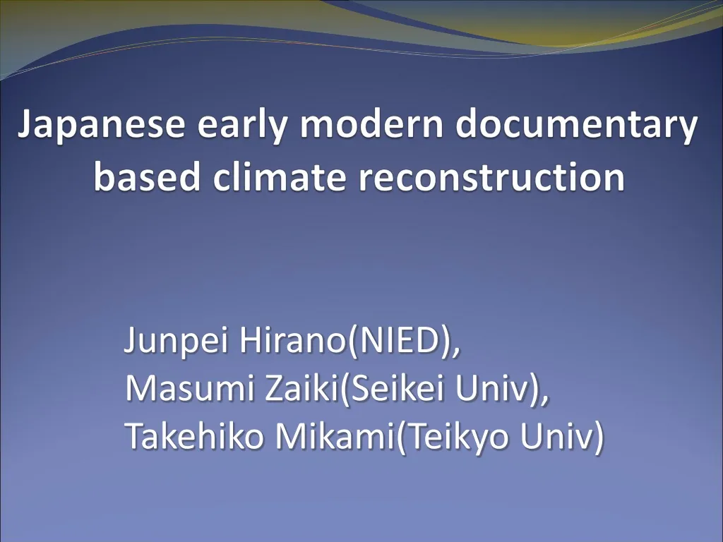 japanese early modern documentary based climate reconstruction