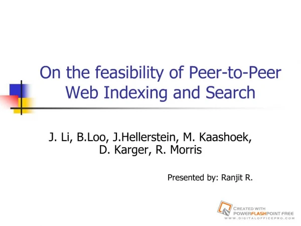 On the feasibility of Peer-to-Peer Web Indexing and Search