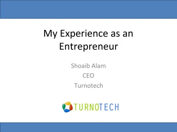 My Experience as an Entrepreneur