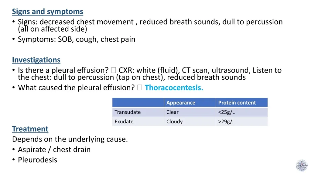 signs and symptoms signs decreased chest movement