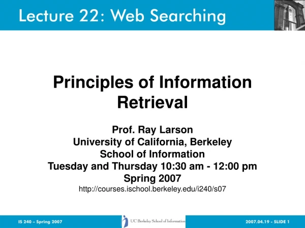 Lecture 22: Web Searching