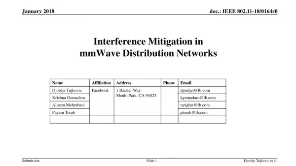 Interference Mitigation in mmWave Distribution Networks