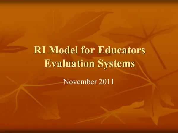 RI Model for Educators Evaluation Systems